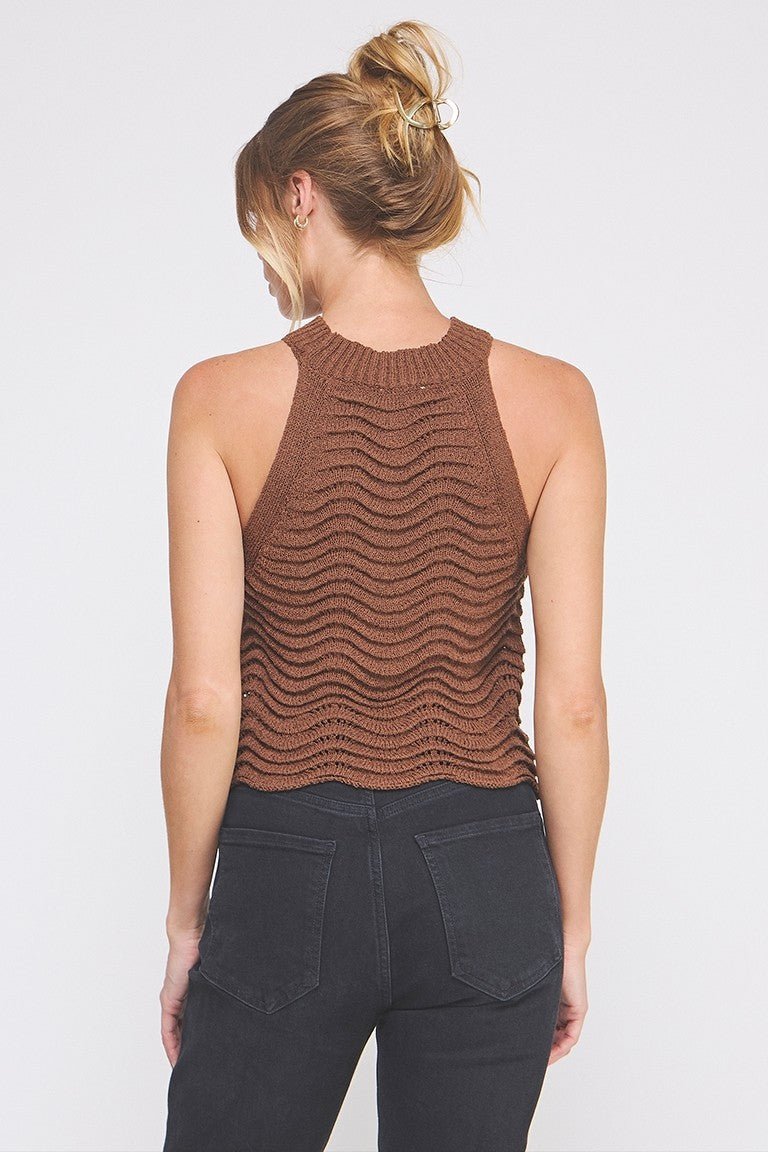Naomi Wavy Knit Halter Tank - MTT Collective
