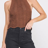 Naomi Wavy Knit Halter Tank - MTT Collective