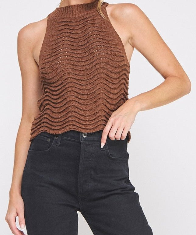 Naomi Wavy Knit Halter Tank - MTT Collective