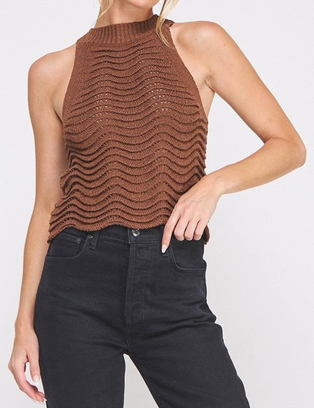 Naomi Wavy Knit Halter Tank - MTT Collective