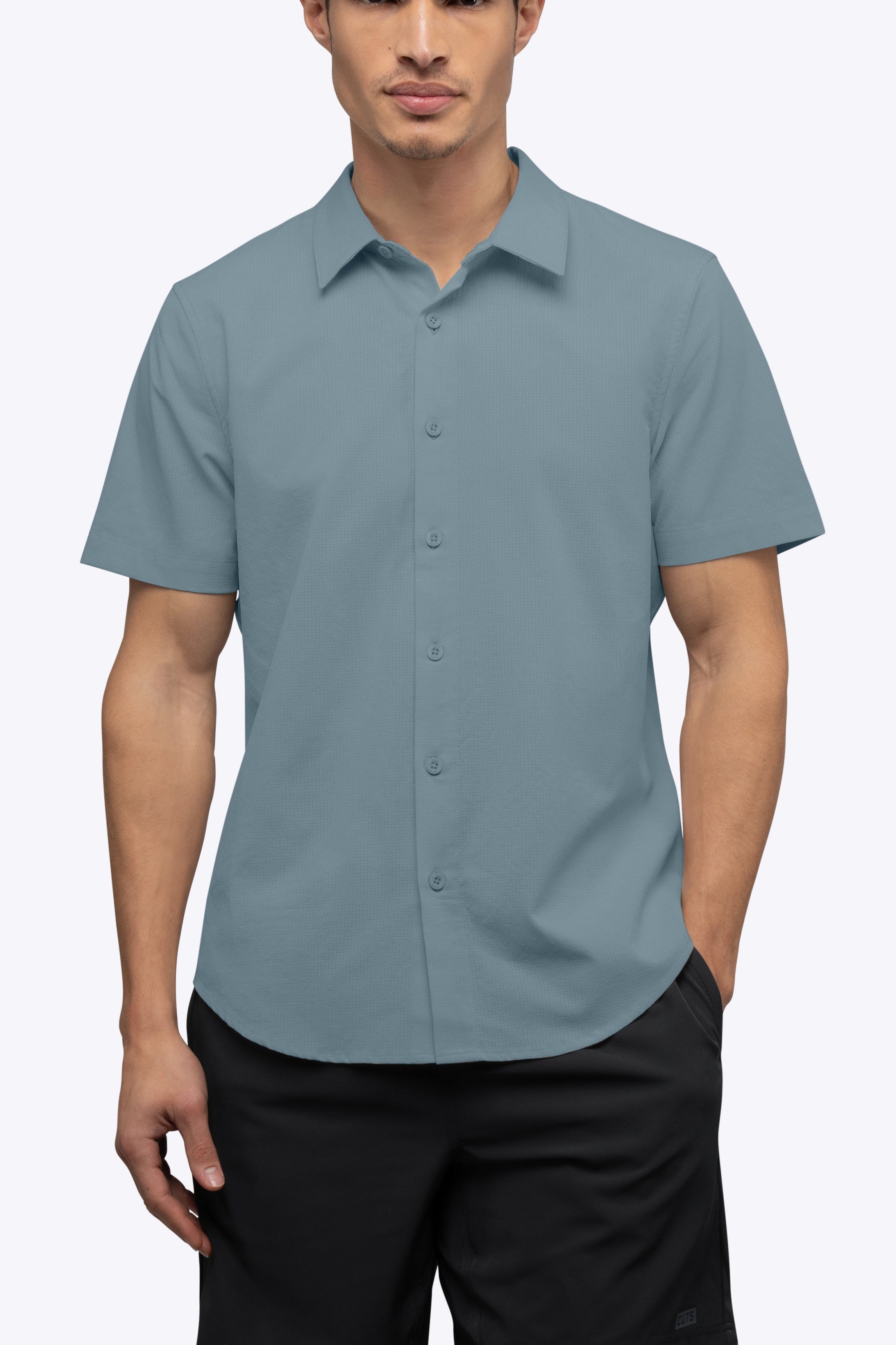 Crossover Button Up Naples Blue