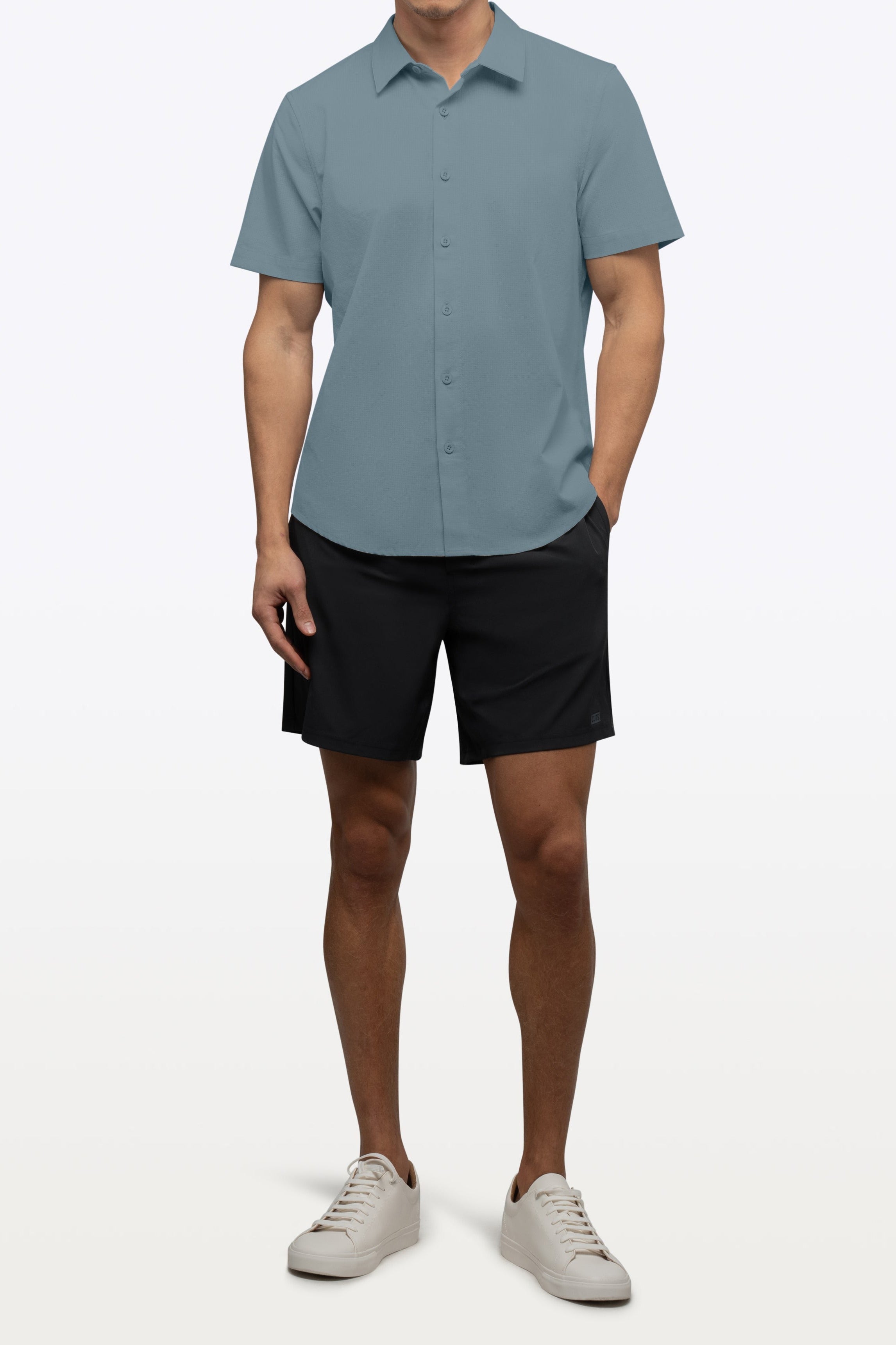 Crossover Button Up Naples Blue
