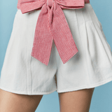 Natasha Stripe Bow Waist Band Shorts - MTT Collective