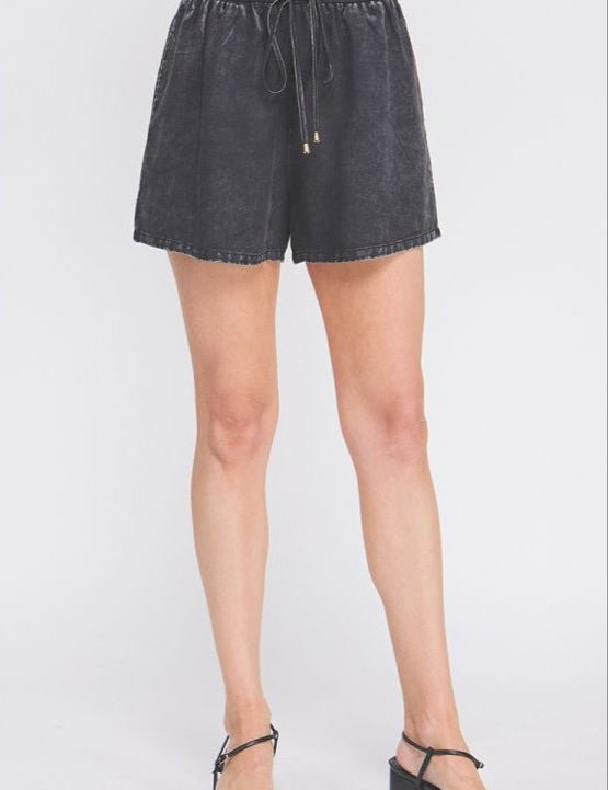 Nessa Washed Chambray Drawstring Shorts - MTT Collective