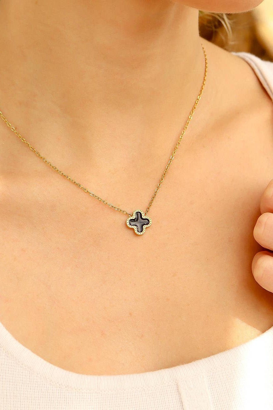 MTT Jewelry Nia Lucky Clover Charm Necklace in 18k PVD Gold – MTT ...
