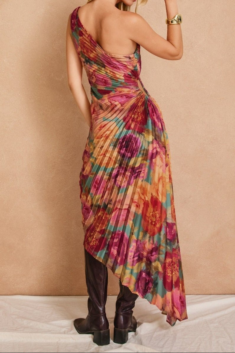 No One Else Asymmetrical Pleated Maxi Dress - MTT Collective