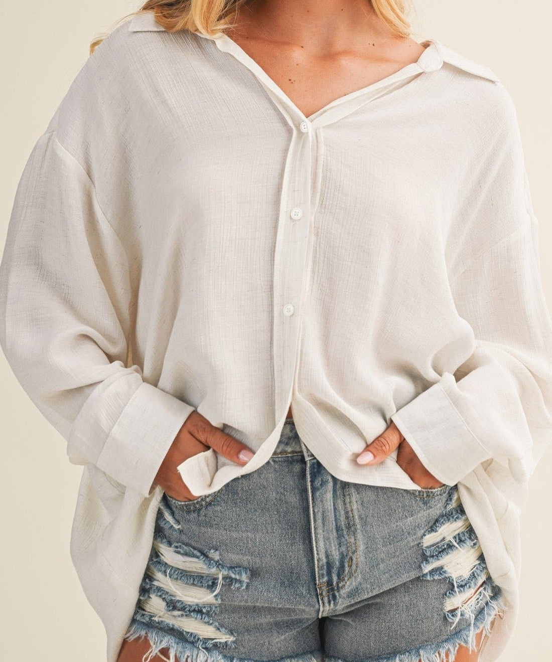 Nora Crinkled Slub Button - Down Shirt - MTT Collective