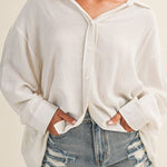 Nora Crinkled Slub Button - Down Shirt - MTT Collective