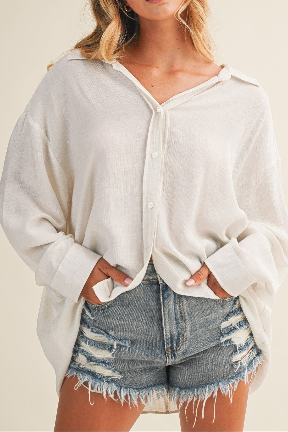 Nora Crinkled Slub Button - Down Shirt - MTT Collective
