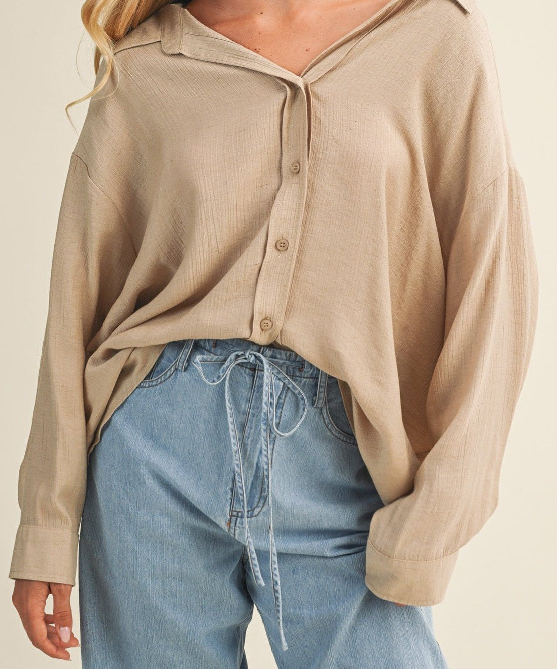 Nora Crinkled Slub Button - Down Shirt - MTT Collective