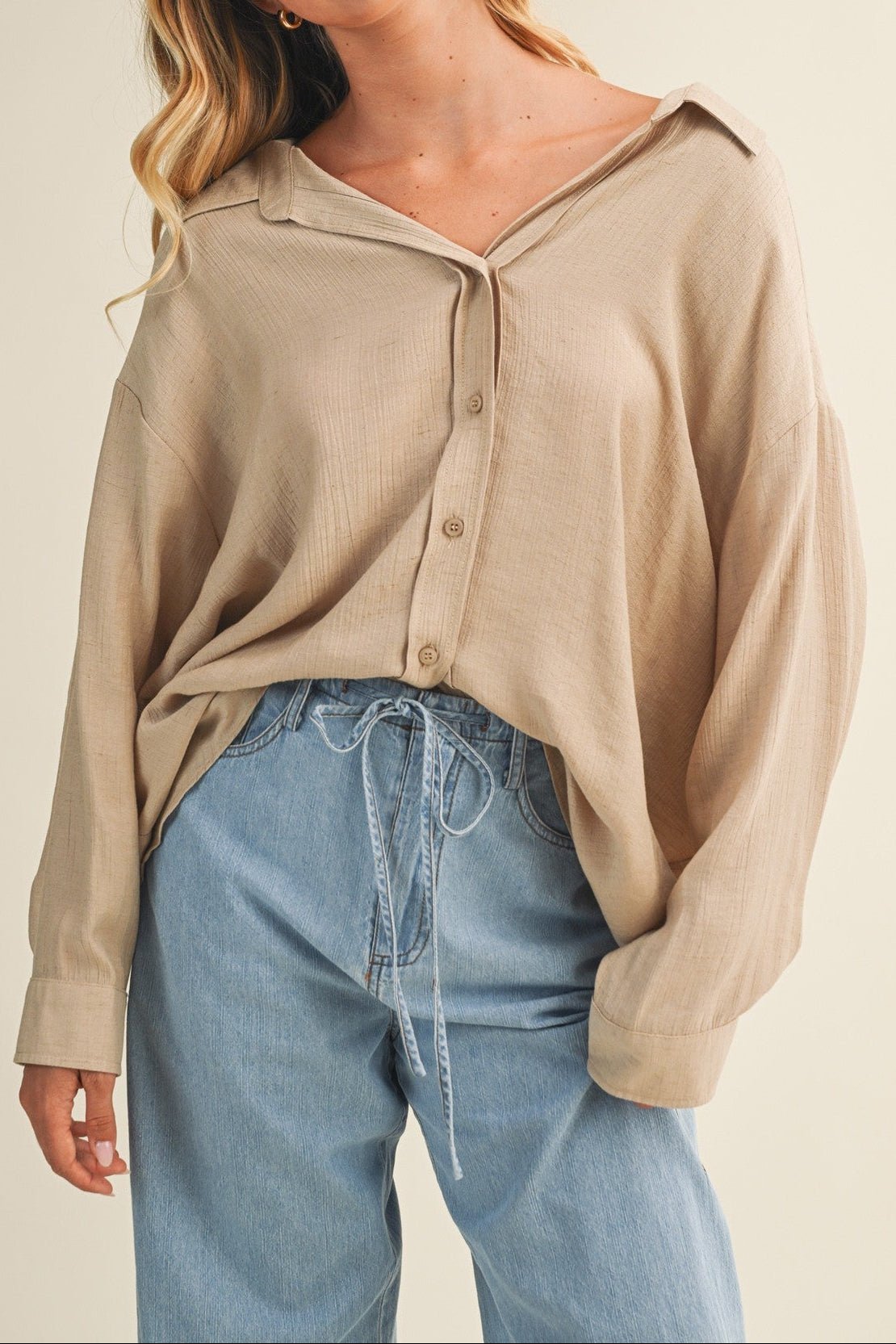 Nora Crinkled Slub Button - Down Shirt - MTT Collective