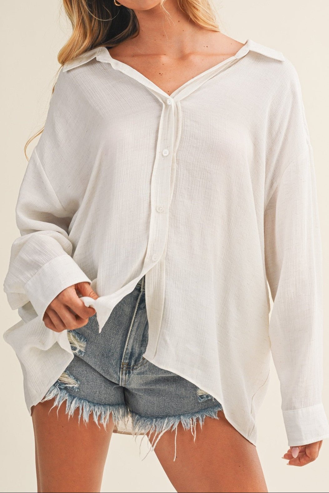 Nora Crinkled Slub Button - Down Shirt - MTT Collective