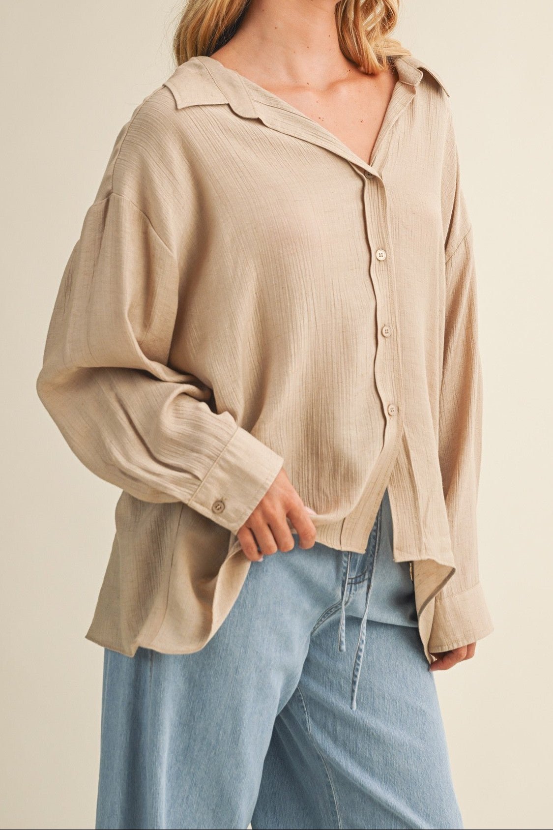 Nora Crinkled Slub Button - Down Shirt - MTT Collective