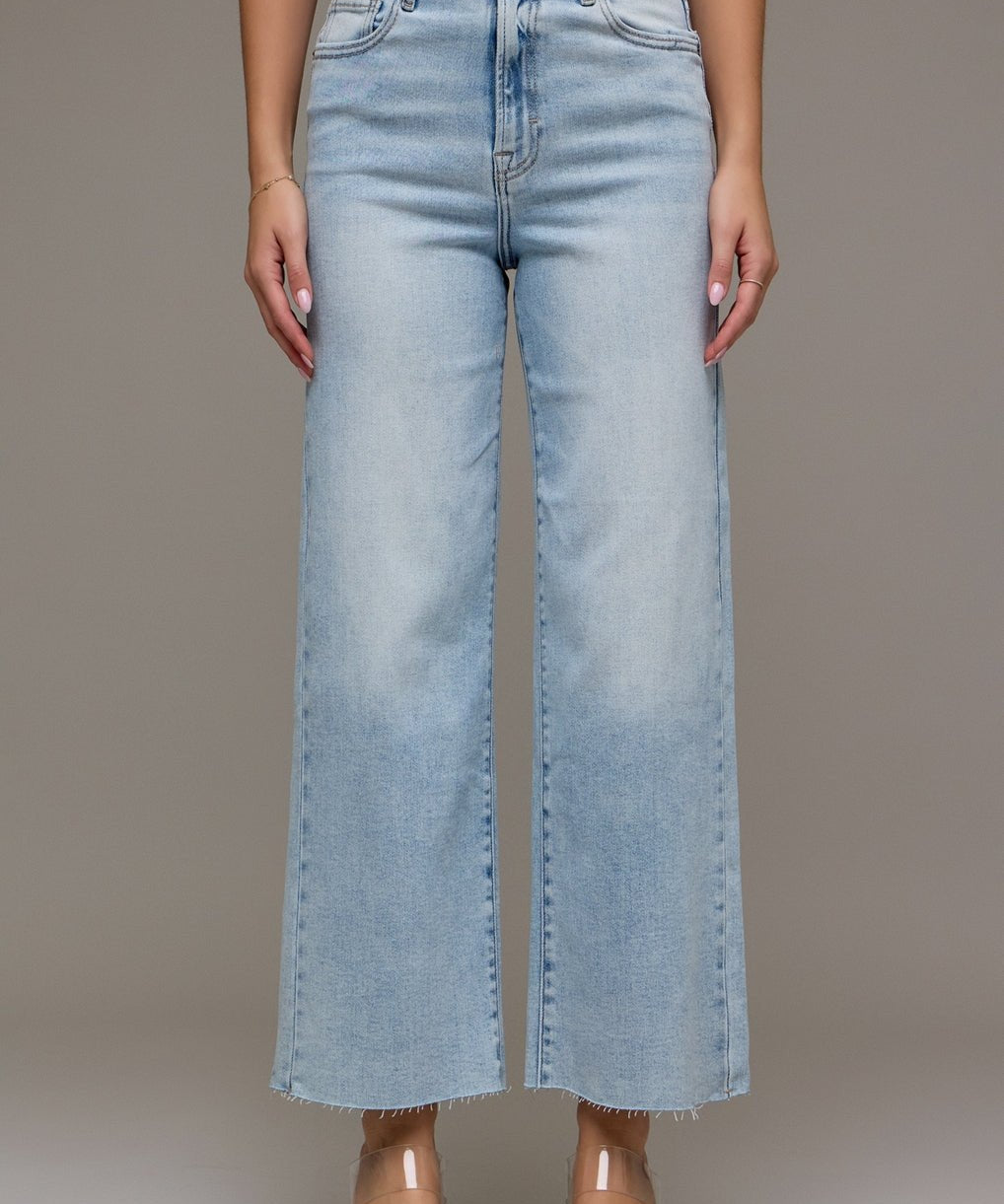 Nori Clean Stretch Wide Leg Raw Hem Jean - MTT Collective