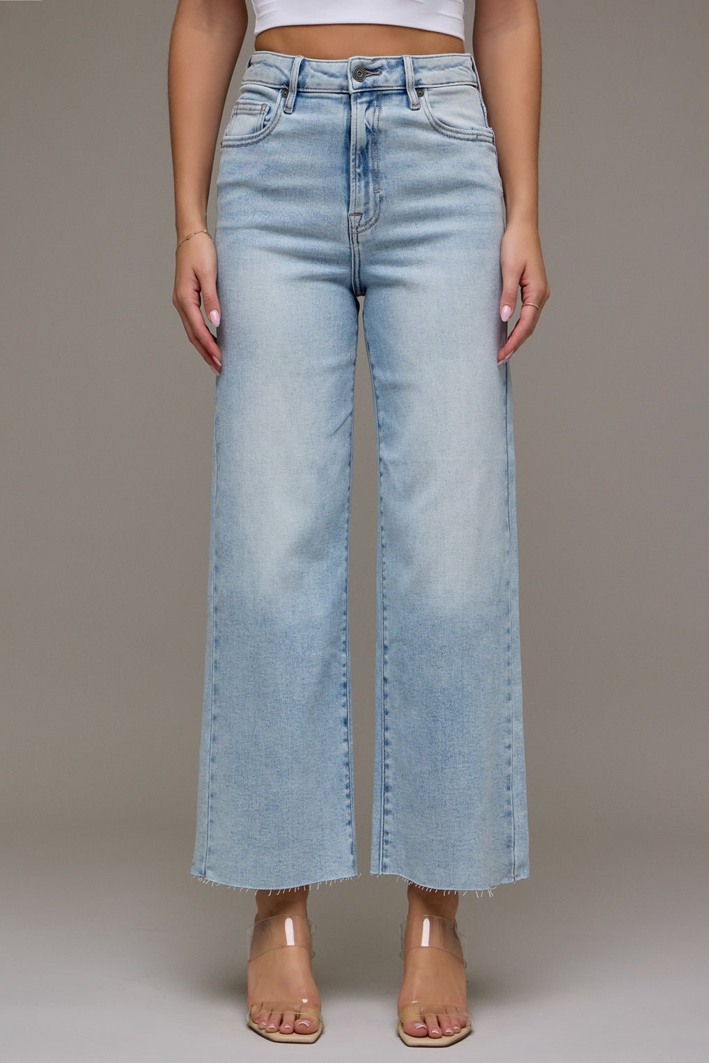 Nori Clean Stretch Wide Leg Raw Hem Jean - MTT Collective