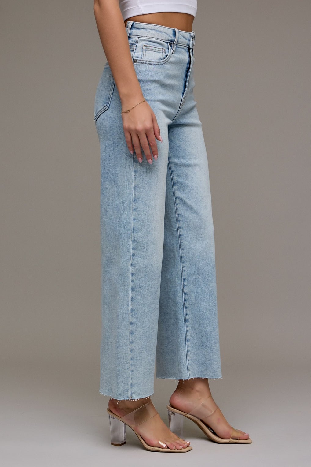 Nori Clean Stretch Wide Leg Raw Hem Jean - MTT Collective