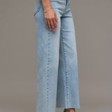 Nori Clean Stretch Wide Leg Raw Hem Jean - MTT Collective