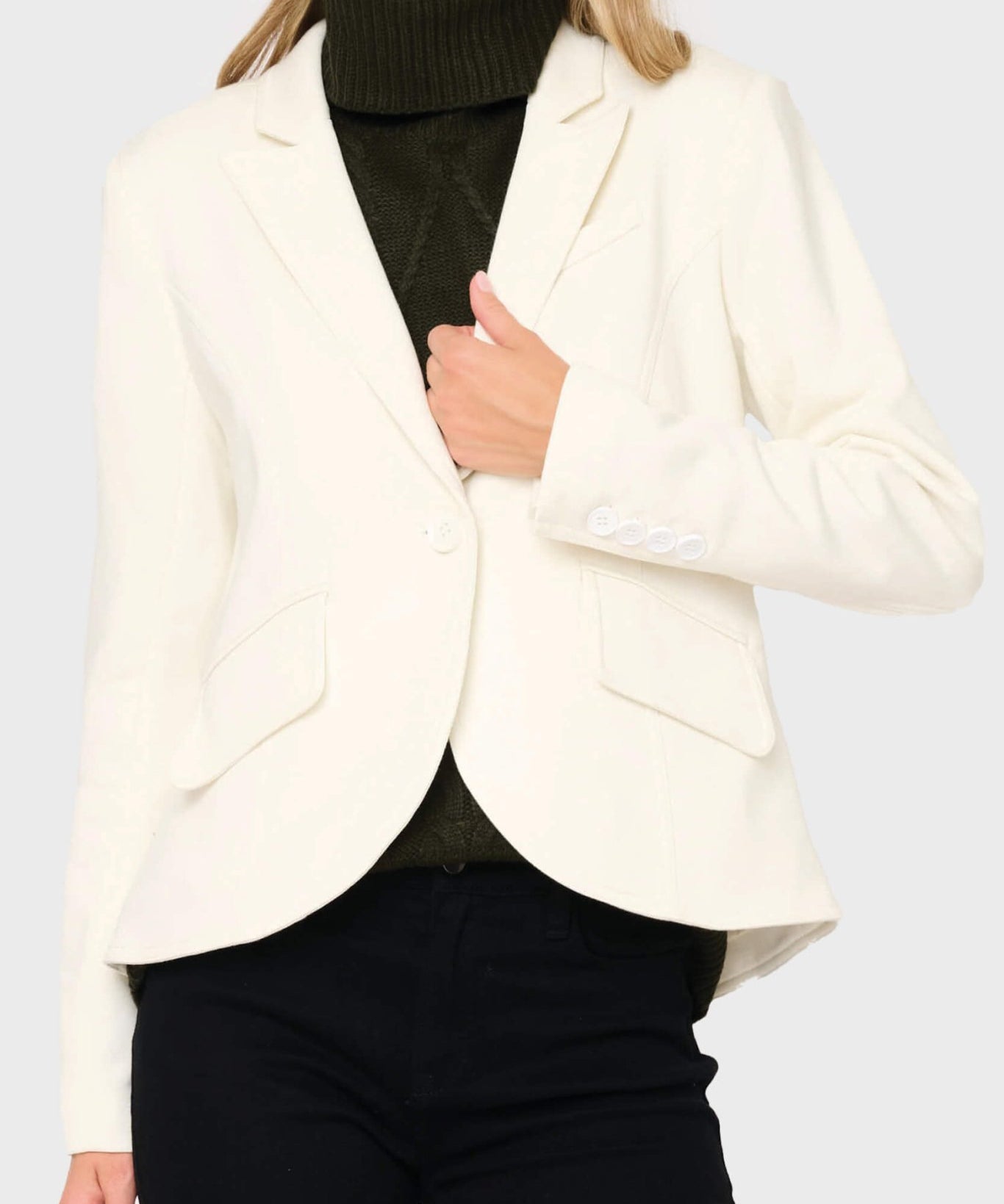 Notch Lapel Stretch Knit Blazer - MTT Collective