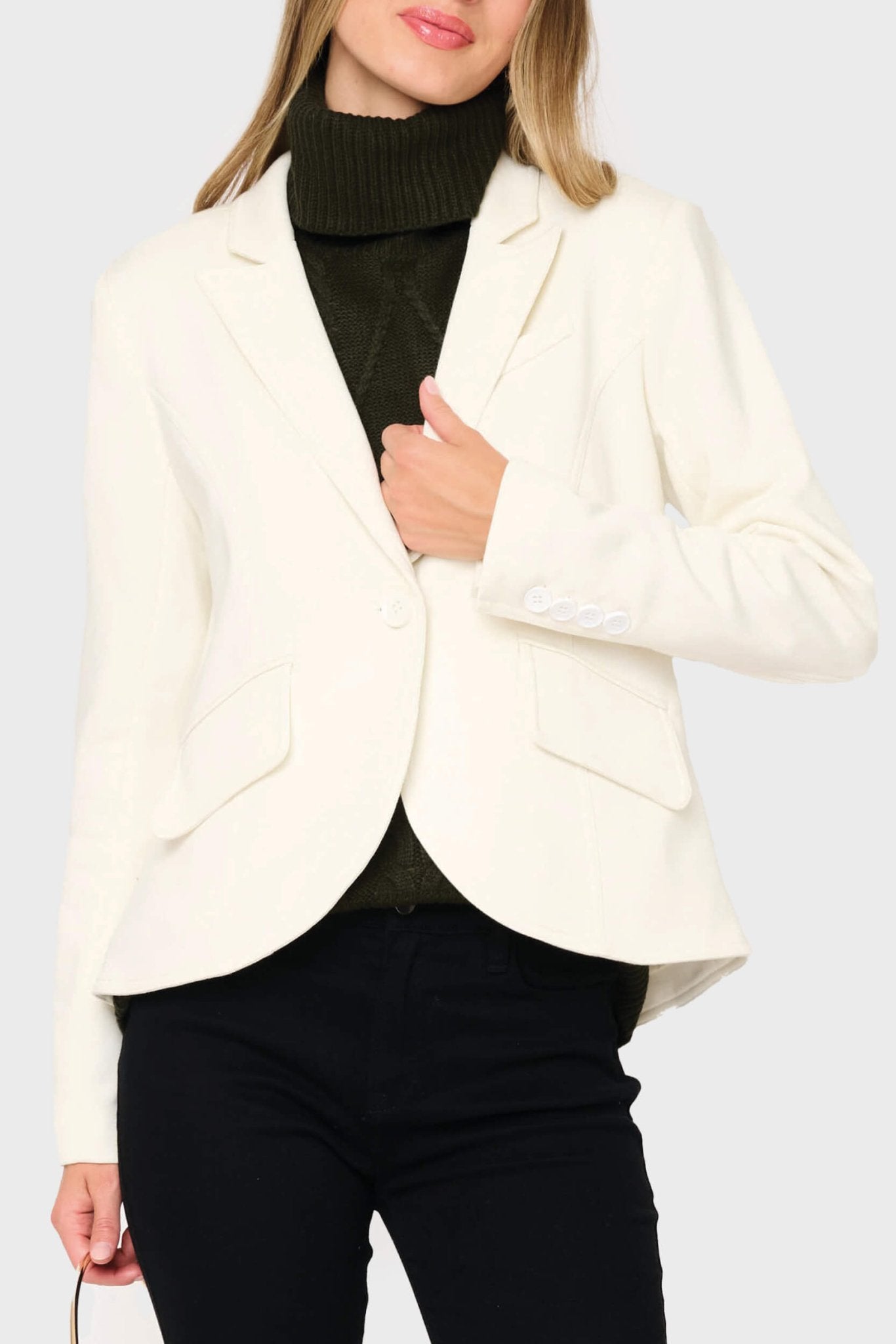 Notch Lapel Stretch Knit Blazer - MTT Collective