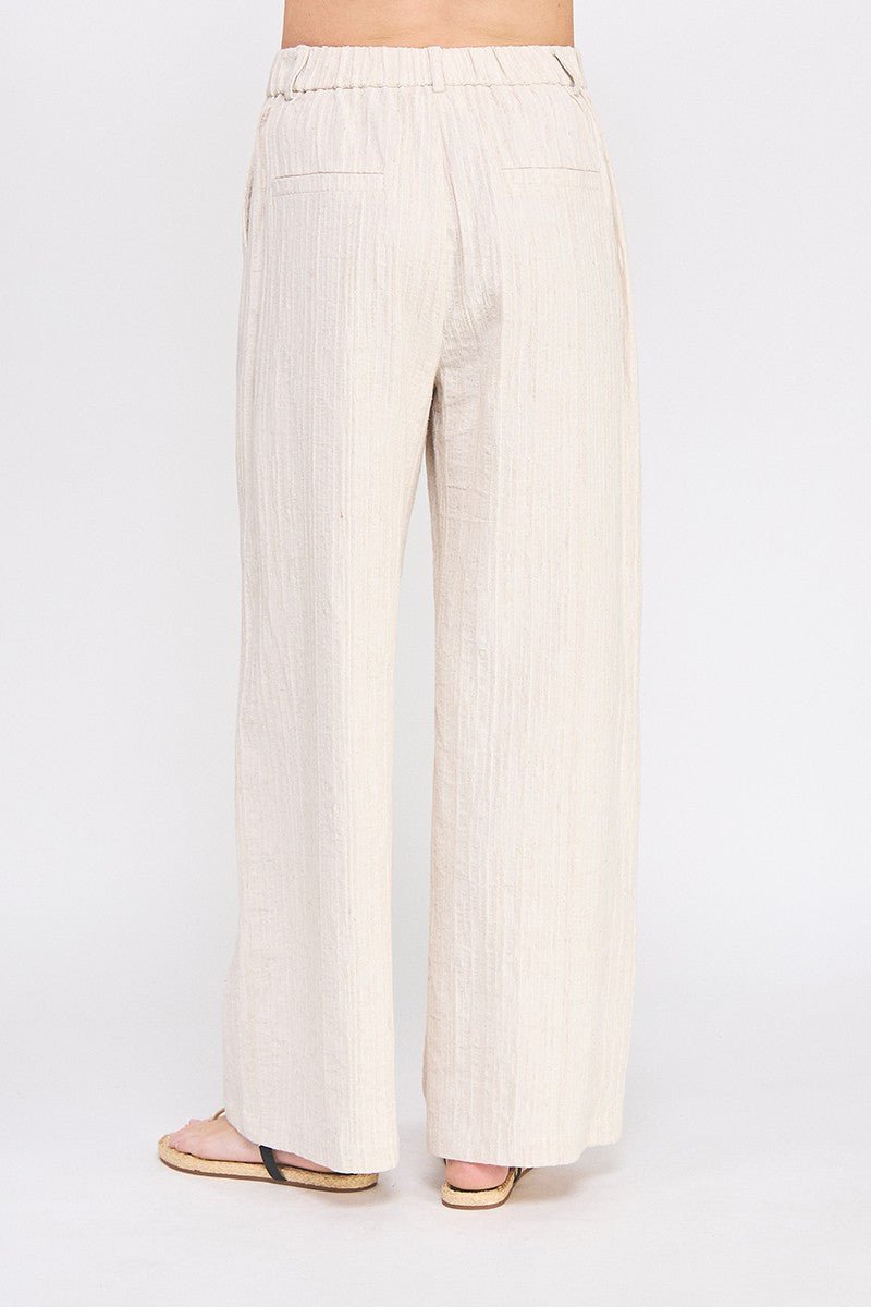 Olivia Textured Cotton - Linen Wide - Leg Pants - MTT Collective