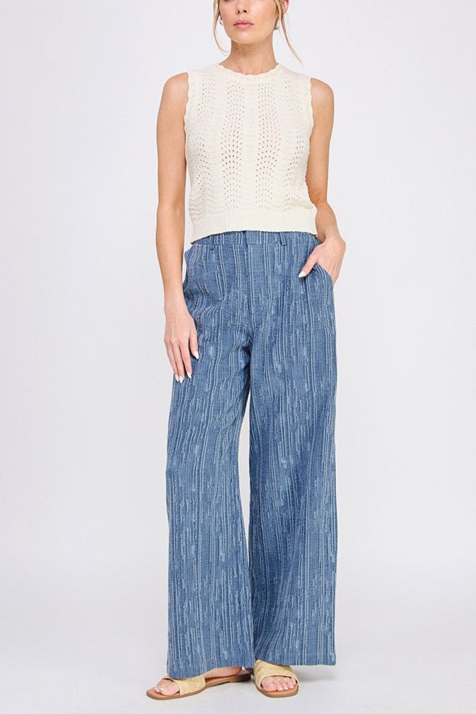 Olivia Textured Cotton - Linen Wide - Leg Pants - MTT Collective