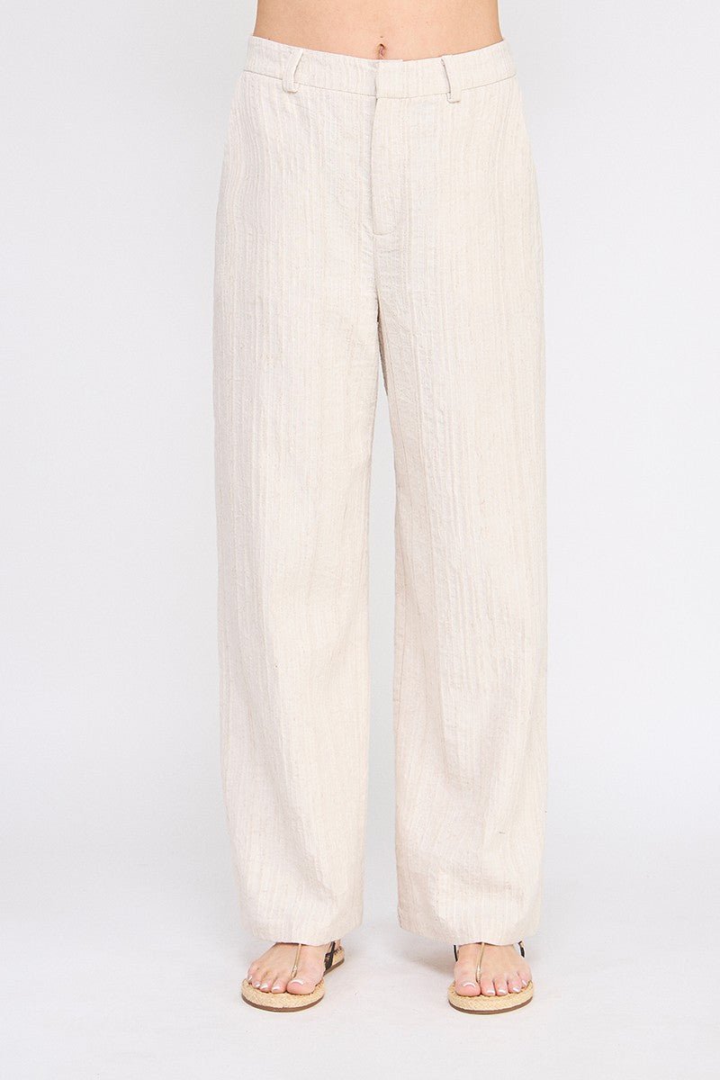 Olivia Textured Cotton - Linen Wide - Leg Pants - MTT Collective