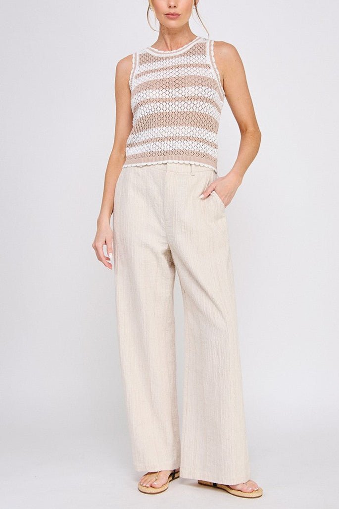Olivia Textured Cotton - Linen Wide - Leg Pants - MTT Collective