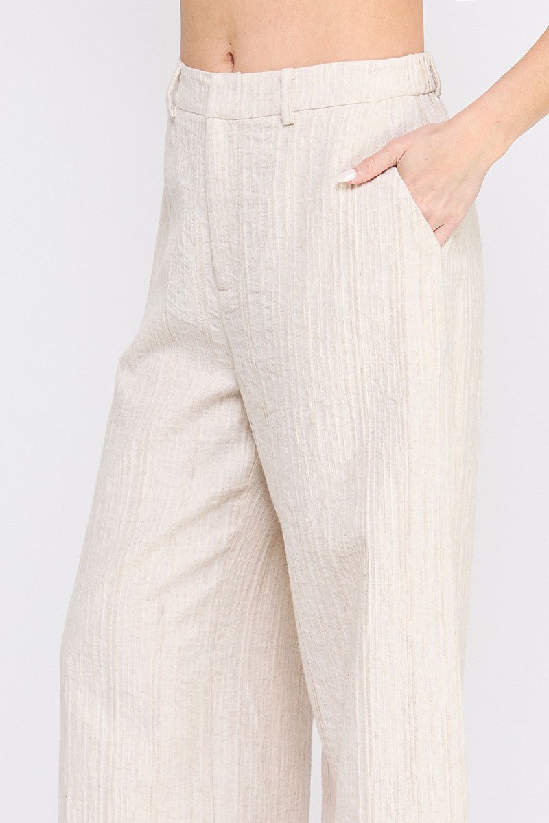Olivia Textured Cotton - Linen Wide - Leg Pants - MTT Collective