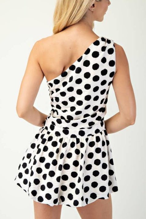 One Shoulder Balloon Hem Romper - MTT Collective