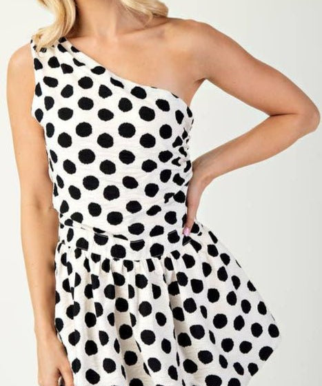 One Shoulder Balloon Hem Romper - MTT Collective