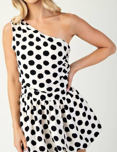 One Shoulder Balloon Hem Romper - MTT Collective