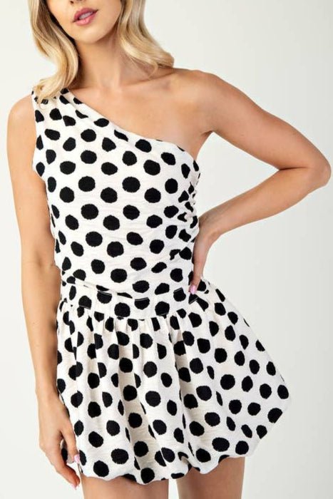 One Shoulder Balloon Hem Romper - MTT Collective