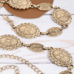 Ornate Oval Western Concho Disc Chain Belt - MTT Collective