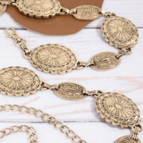 Ornate Oval Western Concho Disc Chain Belt - MTT Collective