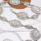 Ornate Oval Western Concho Disc Chain Belt - MTT Collective