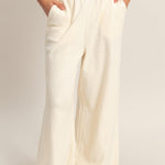 Lennon Elastic Waist Wide-Leg Pants - Cream