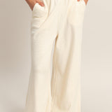 Lennon Elastic Waist Wide-Leg Pants - Cream