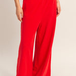 Lennon Elastic Waist Wide-Leg Pants - Red