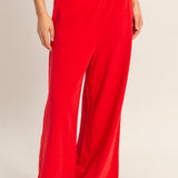 Lennon Elastic Waist Wide-Leg Pants - Red