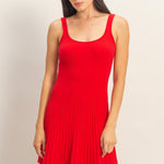 Molly Pleated Tank Mini Dress - Red