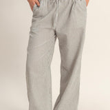 Jamie Striped Wide-Leg Pants - Black