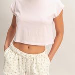 Daisy Crew Neck Sleeveless Top - Soft Pink