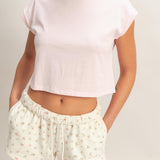 Daisy Crew Neck Sleeveless Top - Soft Pink