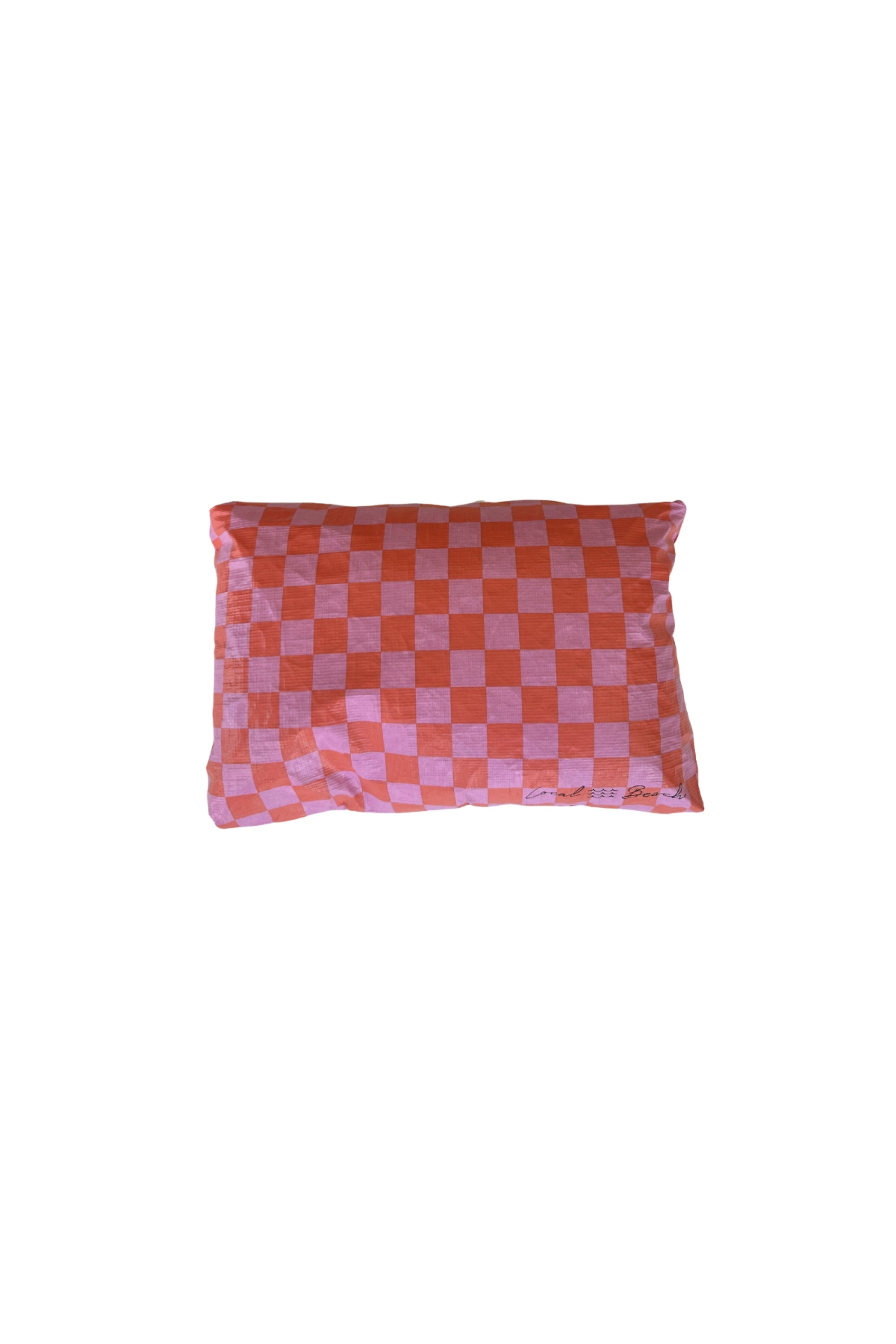Pink/Coral Checker Water Resistant Pouch