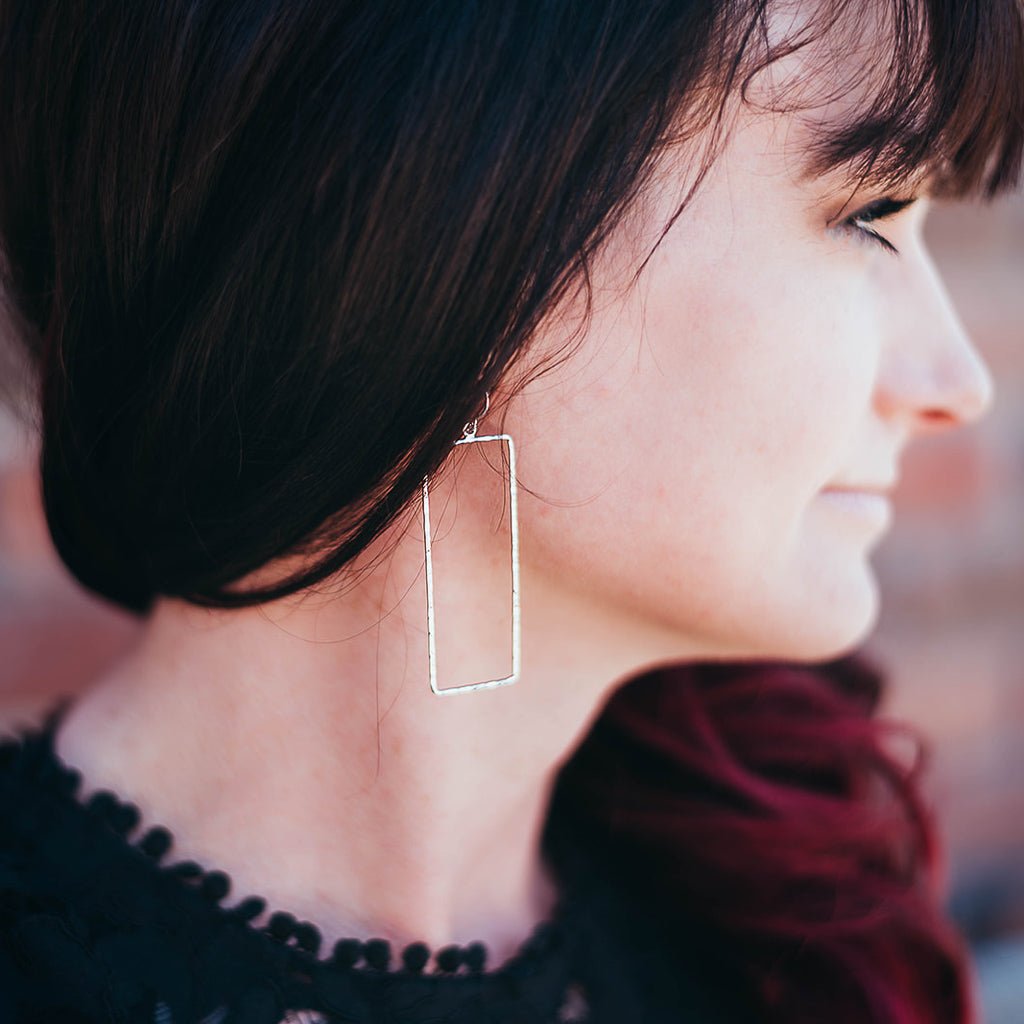 Paige Hammered Rectangle Earrings - MTT Collective