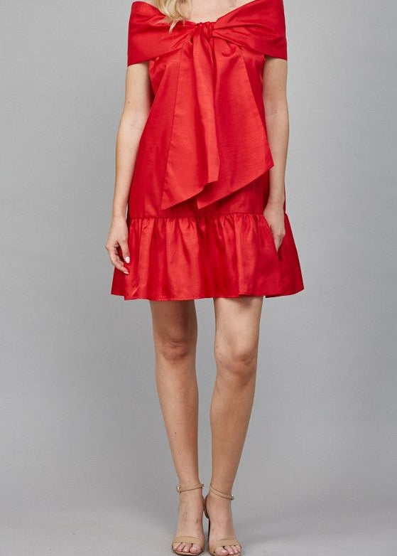 Paislee Bow Detail Off The Shoulder Dress - MTT Collective
