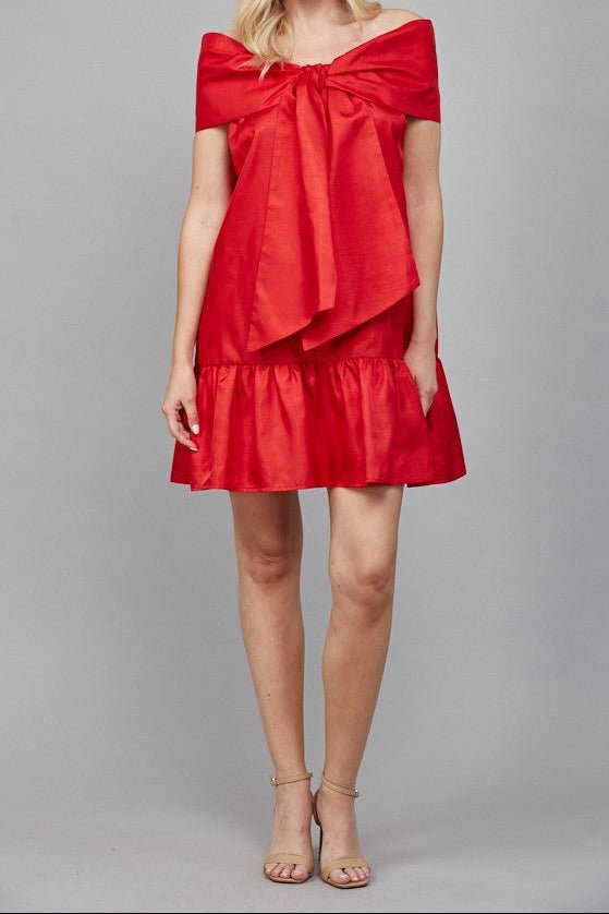 Paislee Bow Detail Off The Shoulder Dress - MTT Collective