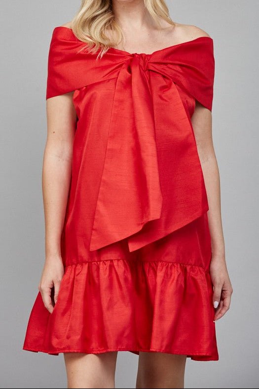 Paislee Bow Detail Off The Shoulder Dress - MTT Collective
