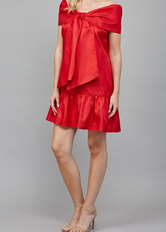 Paislee Bow Detail Off The Shoulder Dress - MTT Collective