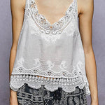 Paislee V - Neck Sleeveless Crochet Top - MTT Collective